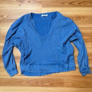 Oversized Free People Waffle Knit V-Neck Shirt